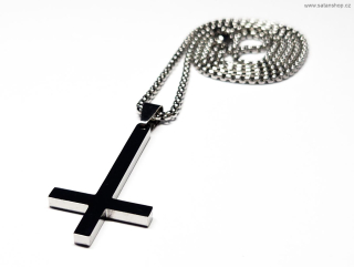 Náhrdelník - Obrácený kříž - Antichrist - Silver - jemný - 316L